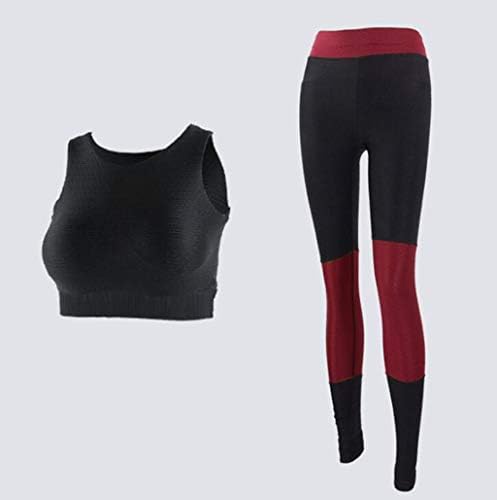 ヨガセット速乾性スポーツスーツハイウエストヨガダンストレーニングスーツファッションステッチランニングワークアウト服 スポーツベスト タイツ 高品質新品 Color L Black Size