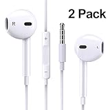 2PACK Earbuds Microphone with Volume Control, Stereo Headphones with Mic, Android Earphones Noise Cancelling Earphone White