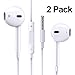 2PACK Earbuds Microphone with Volume Control, Stereo Headphones with Mic, Android Earphones Noise Cancelling Earphone White