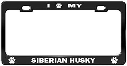 I PAW MY SIBERIAN HUSKY Black Dog License Plate Frame Auto Accessories
