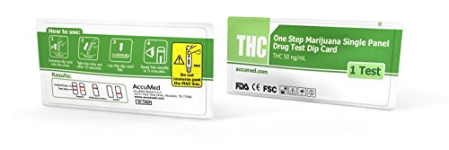 10 Pack AccuMed THC Test Marijuana Drug Test Kit - Single Panel Dip Card Weed Cannabis, 10 Tests (THC10-PP) - Thumbnail 4