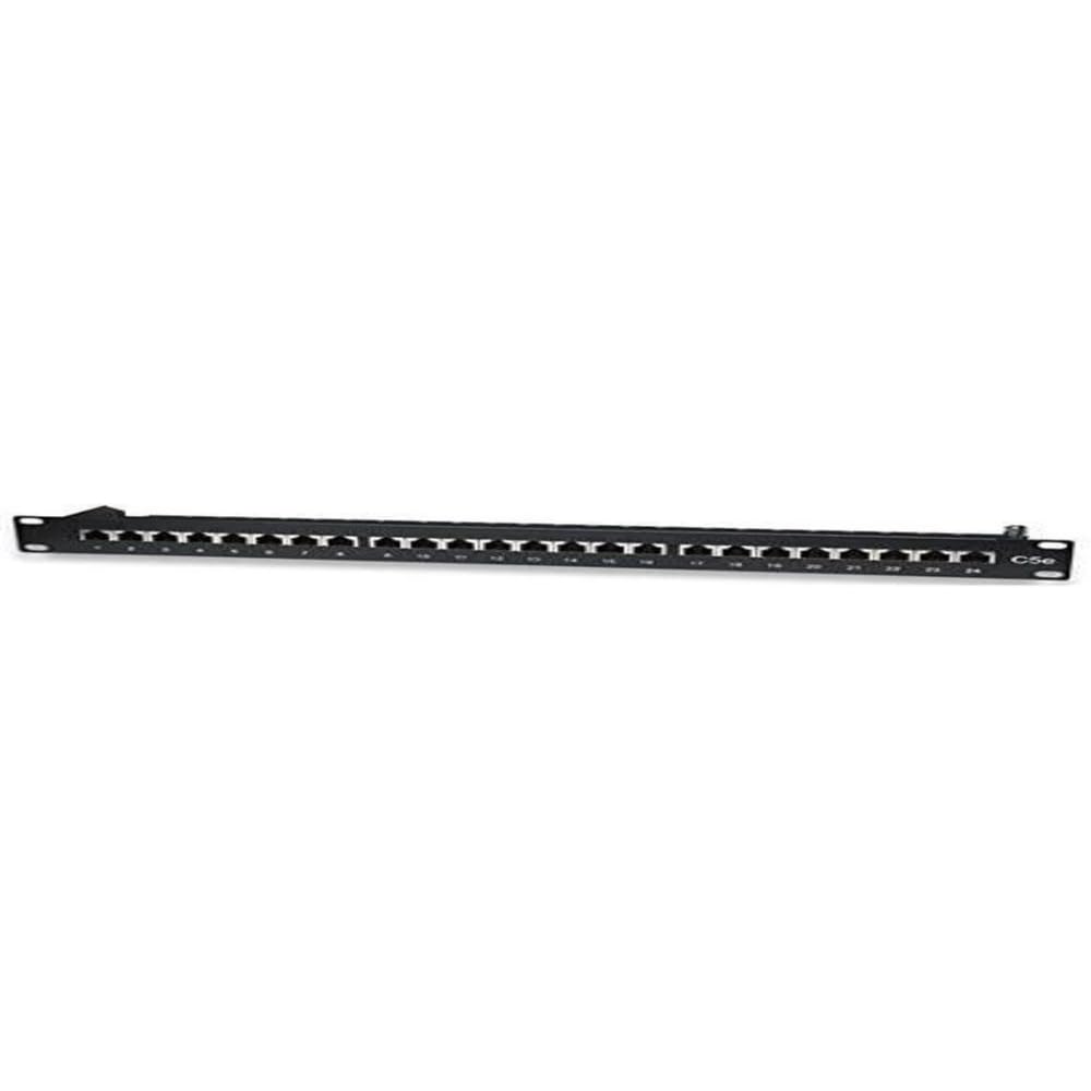 Intellinet Patch Panel, Cat5e, FTP, 24-Port, 1U, Shielded, 90° Top-Entry Punch-Down Blocks, Black