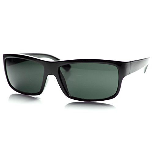 Modern Rectangular Action Sports Sunglasses (Shiny-Black)