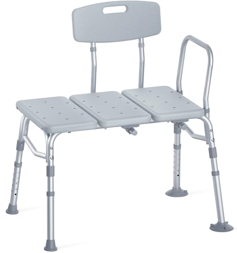 HOMLAND Tub Transfer Bench for Bathtub, FSA/HSA Eligible 400 lbs Heavy Duty Shower Chair with Backrest, Slip-Resistant Feet, Height Adjustable Shower Bench Shower Seat for Elderly and Disabled