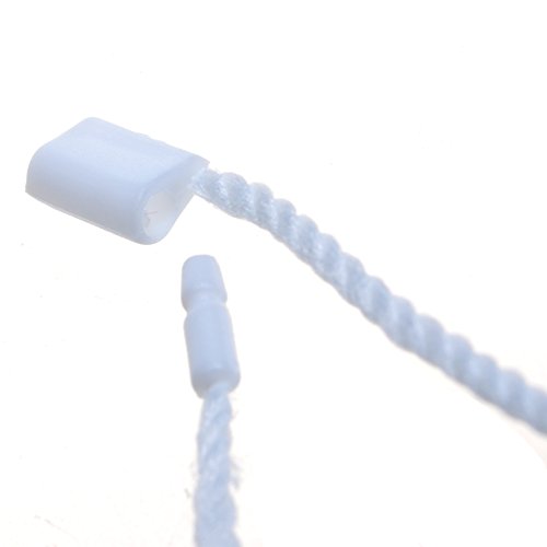 BCP 300-pieces 7" White Hang Tag Nylon Rope String Snap Lock Pin Loop Tie Fasteners