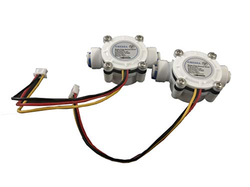 GREDIA 1/4" Quick Connect Water Flow Sensor Food-Grade Switch Hall Effect Flowmeter Fluid Meter Counter 0.3-6L/min (Pack of 2)