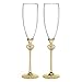 Hortense B. Hewitt 50th Wedding Anniversary Champagne Toasting Flutes, Rhinestone Jeweled Heart, Set of 2