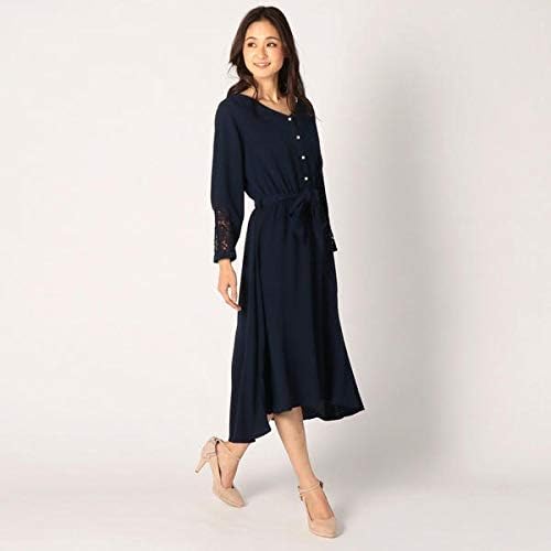 Amazon Co Jp ミューズ リファインド クローズ Mew S Refined Clothes パールボタン切替ワンピース ネイビー M 服 ファッション小物