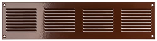 LIRAST 400x100mm Vent Cover Brown - 16x4 inch Wall Vent Cover with Insect Mesh - Ceiling Soffit Vents - External Vent Cover - Metal Ventilation Grilles - Air Vent Covers for Walls