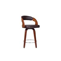 Phoenix Home Brown Faux Leather Counter Height Barstool, 26", Anti Walnut