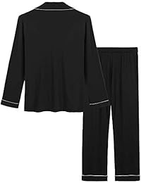 Joyaria - Conjunto de pantalones de bambú para mujer, de manga larga, con botones