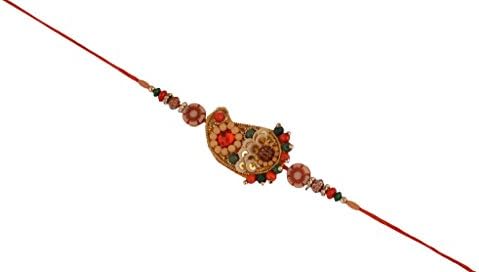 Mohan Wooden Beads Bhaiya Bhabhi Rakhi with Tilak for Men (24020)