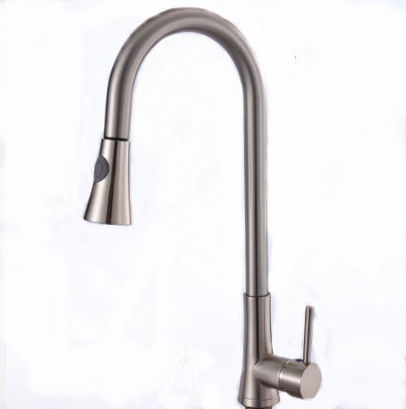 SharpGrass Stainless Steel Single Handle Brushed Nickel High Arc Pull Out Sprayer Kitchen Sink Faucet, Pull Down Kitchen Faucets