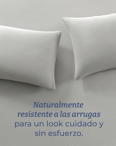Jersey Fitted Sheet Cotton 140 x 200 cm Light Grey + 2 Pillowcases 80 x 80 cm – Pack of 3 – 100% Cotton – Terry 40 cm / 16 Inches – Soft, Anti-Wrinkle and Hypoallergenic – Oeko-Tex Standard 100