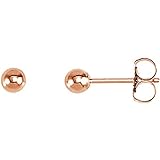 IceCarats Designer Jewelry 14K Rose Gold 3Mm Ball Earrings