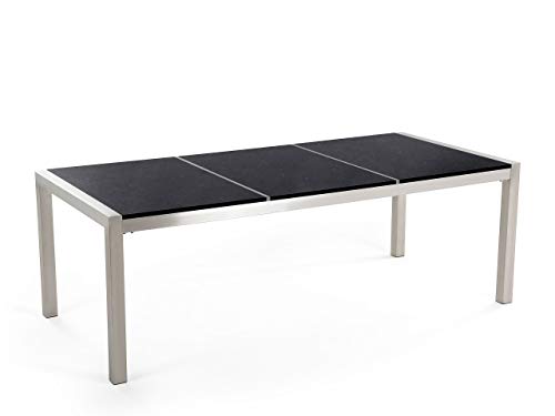 Beliani Modernes Gartenmöbel Set Tisch 220 cm Schwarz mit 6 Stühle in Beige Grosseto – Bild 8