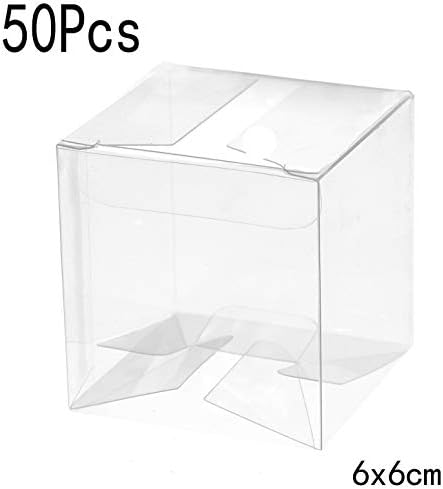 Clear Plastic Candy Treat Boxes - Transparent Small Gift Packaging Boxes Bulk Baby Shower Birthday Party Candy Treat Boxes Wedding Bridal Shower Party Favors Boxes Supplies, 50Ct