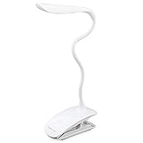 Hapurs LED Desk Lamp, 2 in 1 (Stand on Own & Clip Everywhere) Gooseneck Tube Touch Sensitive LED USB Portable Rechargeable Dimmable Portable Lightweight Table Reading Study Clip Lamp Light