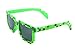 MJ Boutique's 8-Bit Pixel Retro Novelty Gamer Geek Sunglasses (GREEN, BLACK)