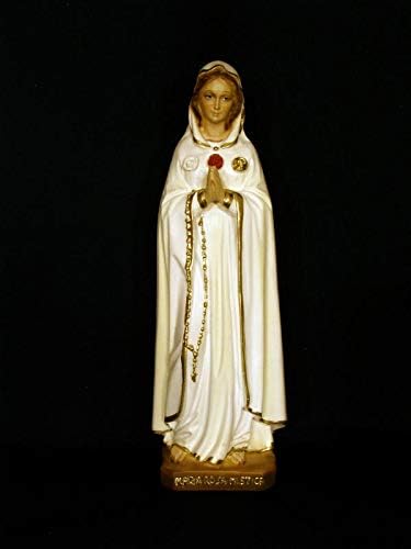 St. Mary, Rose of Mystica Statue in hand-painted alabaster, 11.5". Made in Ital