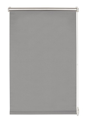 GARDINIA EASYFIX Roller Blind with Thermal Back for Clamping or Gluing, Blackout Roller Blind No Drilling Required, Heat Protection, Energy Saving, Grey, 75 x 210 cm (W x H)