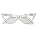 zeroUV Blue Light Blocking Vintage Cat Eye Glasses for Women UV400 Embellished with Rhinestones, 50s Rockabilly Accessories 51mm (White/Clear)