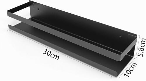Bestdon Bathroom Shelf Stainless Steel, Shower Shelves Wall Without Drill for Bathroom and Kitchen, Adhesive, Matte Black, 30 cm
