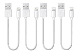 Fleck Lightning to USB Cable for Apple Devices - Short - 8.5 Inch (0.2 Meter) - 4 Pack - White