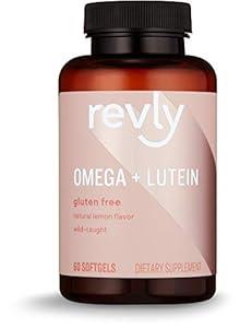 Amazon Brand - Revly Omega + Lutein, Wild-caught fish oil, 60 Softgels, 1 Month Supply