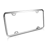Slim Chrome Steel License Plate Frame with 4 Holes,