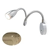 12V Reading Light Gooseneck Dimmable - RV Fixture LED Bedside Spotlight Marine Book Lamp with Blue Circle Night Light Surface Mounted on Trailer Caravan Interior Touring Car Boat Headboard Wall Light