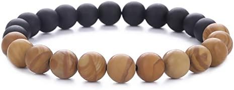 Xington Duo Color Bead Bracelet - Matte Black Onyx & Tiger Eye Gemstones