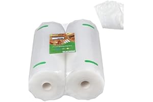 VAAKAS Vacuum Sealer Bags Rolls For Food Saver,Seal a Meal, Weston. Commercial Grade, BPA Free,Great for vac storage Bags, Meal Prep with sous vide (11" x 50', Clear)