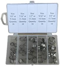 TJ Longda 50 Pieces Assortment Case-SS Single Ear Hose Clamps 3/8"-5/8" or 9.5mm-15.7mm (50M)