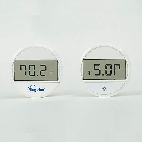 Capetsma Aquarium Thermometer, Digital Indoor Thermometer with Accurate Temperature Sensor, Round Temperature Gauge Used to Monitor Temperature for Car Room Fish Tank Water Reptile Terrarium (White)