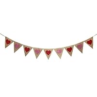 Seasons Treasure 9ft Handmade Valentines Day Decoration Burlap Banner Garland w 9 pcs Felt glittered Heart pennants Banner for Valentines Day Party Decor