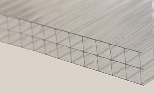 Teknorm 16mm Polycarbonate Roofing Sheet Clear Various Size 10 Year Warranty Double Sided UV Protection (Width:1.05m x Length:1.00m) for Greenhouse Canopy Carport Cold (ONLY available mainland UK)