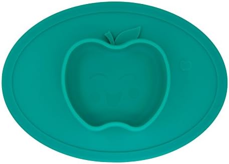 One-piece silicone placemat + bowl Silicone Baby Apple Plate Safe Mini Feeding Placemat For Toddler,Kids,Infant With Strong Suction , FDA Approved, BPA Free