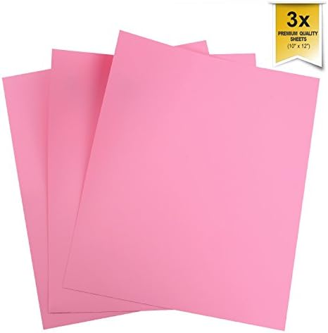 Heat Transfer Vinyl HTV or Heat Transfer Iron On 12x10" PU Sheets(3 pack) for T Shirts,Hats,Fabrics-Assorted colors - Best DIY Iron on Vinyl (Pink)
