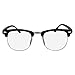 Kids Nerd Glasses Half Frame Clear Lens Geek Costume Children's (Age 3-10) Black/Silver