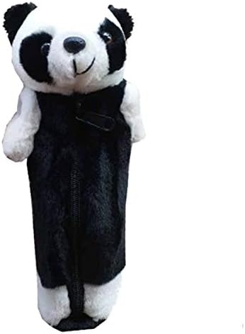 Qinlee Pencil Case Plush Ball Panda Kawaii Girl Boy School Bag Organiser with Zip Storage Pouch for Office Supplies