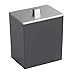 mDesign Cotton Stem Box (Pack of 2) - Plastic Bathroom Accessory for Cosmetics and Care - Cotton Swab Dispenser - Jar with Lid in Brushed Nickel - Black/Silver