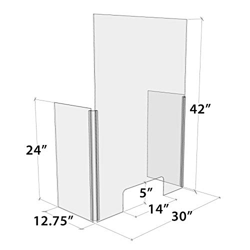 Clear Acrylic Sneeze Guard w/Transaction Opening for Counter, Reception