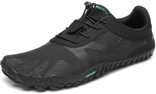Saguaro Barfußschuhe Damen Herren Zehenschuhe Traillaufschuhe Weich Bequem Barfussschuhe Fitnessschuhe Männer Frauen Trainingsschuhe Für Joggen Laufen Wandern, Schwarz, 37 Eu