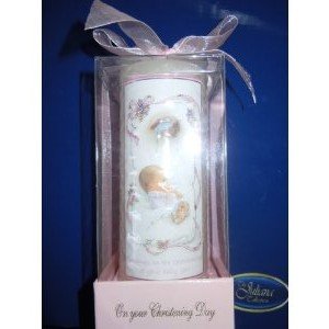 Loving Jesus BAPTISM CHRISTENING Candle/GIRL/6" Gift Boxed PINK