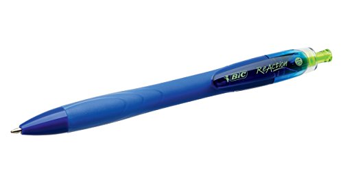 BIC America CPGE11BE EcoLutions Reaction Ballpoint Retractable Pen, Blue Ink, Medium, Dozen