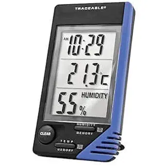 Traceable Thermometer with Clock, Humidity Monitor, and Calibration