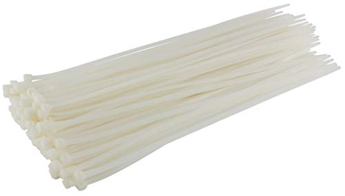 Gocableties White Cable Ties Heavy Duty, 450mm x 9.0mm, Pack of 100, Long Nylon Zip Ties Clear/Natural, Plastic Tie Wraps, Secure Self-Locking Mechanism, for Home, Garden, Office and DIY