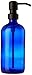 Industrial Rewind 16oz Cobalt Blue Glass Refillable Body Lotion Dispenser with Black Metal Pump Dispenser/Liquid Hand Soap Dispenser