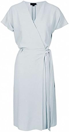 Blue Wrap Women Dress Vestidos V-neck High Waist Mini Kimono Dresses Casual Slim Tie Front Layered A-line Dress